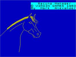 Title screen of Racing Manager on the Sinclair ZX Spectrum.