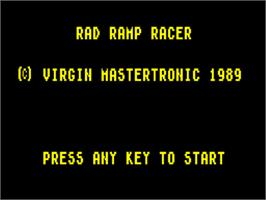 Title screen of Rad Ramp Racer on the Sinclair ZX Spectrum.