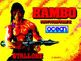 Title screen of Rambo - First Blood Part 2 on the Sinclair ZX Spectrum.