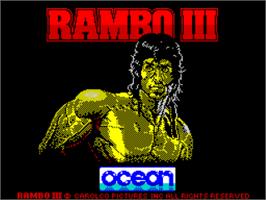 Title screen of Rambo 3 on the Sinclair ZX Spectrum.