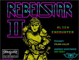 Title screen of Rebelstar II: Alien Encounter on the Sinclair ZX Spectrum.
