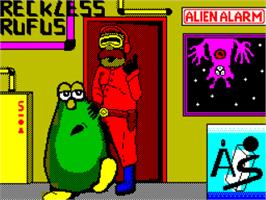 Title screen of Reckless Rufus on the Sinclair ZX Spectrum.