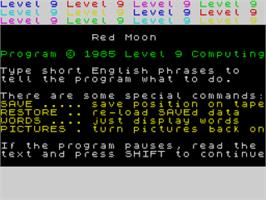 Title screen of Red Moon on the Sinclair ZX Spectrum.