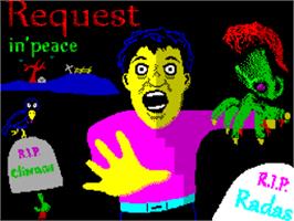Title screen of Request In' Peace on the Sinclair ZX Spectrum.