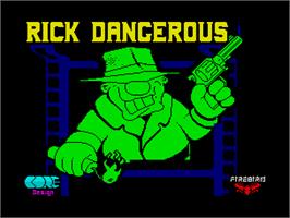 Title screen of Rick Dangerous on the Sinclair ZX Spectrum.