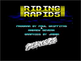 Title screen of Riding The Rapids on the Sinclair ZX Spectrum.