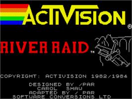Title screen of River Raid on the Sinclair ZX Spectrum.