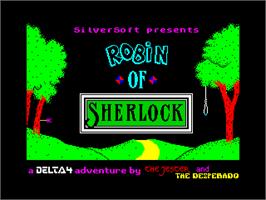 Title screen of Robin Of Sherlock on the Sinclair ZX Spectrum.