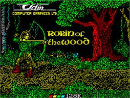 Title screen of Robin Of The Wood on the Sinclair ZX Spectrum.