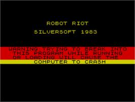 Title screen of Robot Riot on the Sinclair ZX Spectrum.