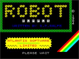 Title screen of Robot Rumpus on the Sinclair ZX Spectrum.