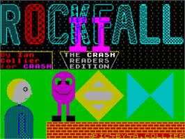 Title screen of Rockfall 2 - The Crash Readers Edition on the Sinclair ZX Spectrum.