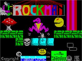Title screen of Rockman on the Sinclair ZX Spectrum.
