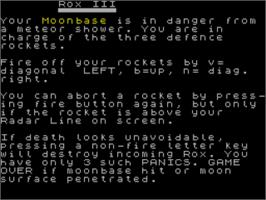 Title screen of Rox 3 on the Sinclair ZX Spectrum.