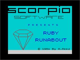 Title screen of Ruby Runabout on the Sinclair ZX Spectrum.