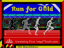 Title screen of Run For Gold on the Sinclair ZX Spectrum.
