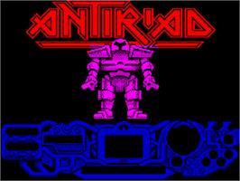 Title screen of Sacred Armour Of Antiriad, The on the Sinclair ZX Spectrum.