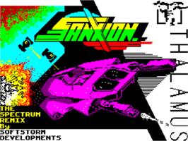 Title screen of Sanxion - The Spectrum Remix on the Sinclair ZX Spectrum.
