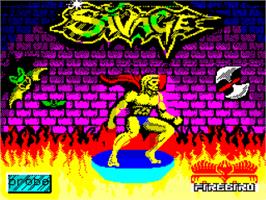Title screen of Savage on the Sinclair ZX Spectrum.