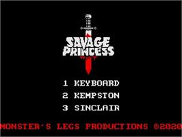 Title screen of Savage Princess on the Sinclair ZX Spectrum.
