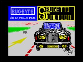 Title screen of Sbugetti Junction on the Sinclair ZX Spectrum.
