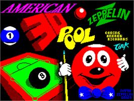Title screen of Sharkey's 3D Pool on the Sinclair ZX Spectrum.