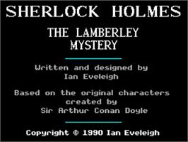 Title screen of Sherlock Holmes - The Lamberley Mystery on the Sinclair ZX Spectrum.