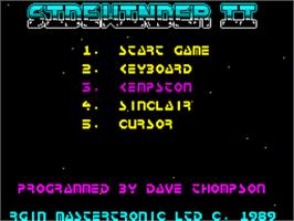 Title screen of Sidewinder 2 on the Sinclair ZX Spectrum.
