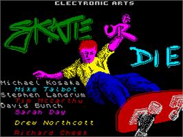 Title screen of Skate or Die on the Sinclair ZX Spectrum.