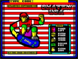 Title screen of Skatin' Usa on the Sinclair ZX Spectrum.