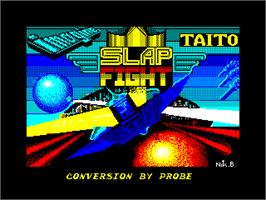 Title screen of Slap Fight on the Sinclair ZX Spectrum.