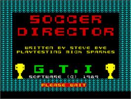 Title screen of Soccer Director on the Sinclair ZX Spectrum.