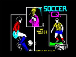 Title screen of Soccer Q on the Sinclair ZX Spectrum.