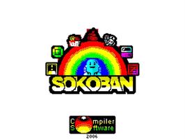 Title screen of Sokoban on the Sinclair ZX Spectrum.