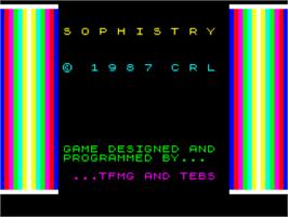 Title screen of Sophistry on the Sinclair ZX Spectrum.