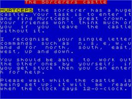 Title screen of Sorcerer's Castle on the Sinclair ZX Spectrum.
