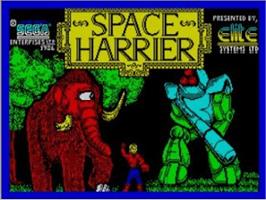 Title screen of Space Harrier on the Sinclair ZX Spectrum.