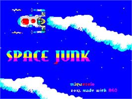 Title screen of Space Junk on the Sinclair ZX Spectrum.
