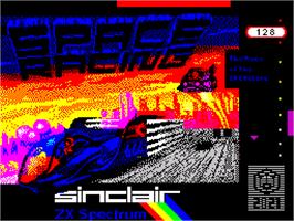 Title screen of Space Racing on the Sinclair ZX Spectrum.