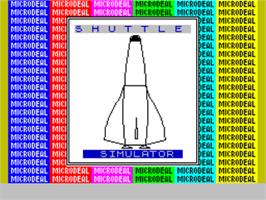 Title screen of Space Shuttle: A Journey into Space on the Sinclair ZX Spectrum.