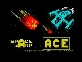 Title screen of Space Warp on the Sinclair ZX Spectrum.