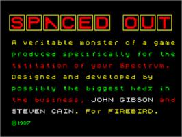 Title screen of Spaced Out on the Sinclair ZX Spectrum.