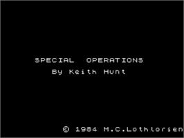 Title screen of Special Operations on the Sinclair ZX Spectrum.