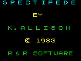 Title screen of Spectipede on the Sinclair ZX Spectrum.