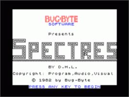 Title screen of Spectres on the Sinclair ZX Spectrum.