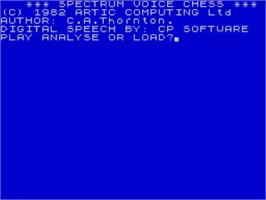 Title screen of Spectrum Voice Chess on the Sinclair ZX Spectrum.
