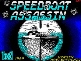 Title screen of Speedboat Assassins on the Sinclair ZX Spectrum.