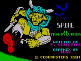 Title screen of Spike in Transilvania on the Sinclair ZX Spectrum.