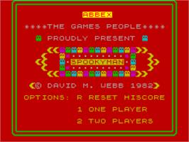 Title screen of Spookyman on the Sinclair ZX Spectrum.