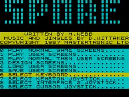 Title screen of Spore, The on the Sinclair ZX Spectrum.